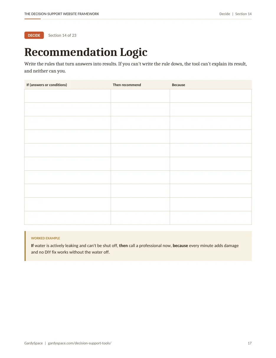 Recommendation logic